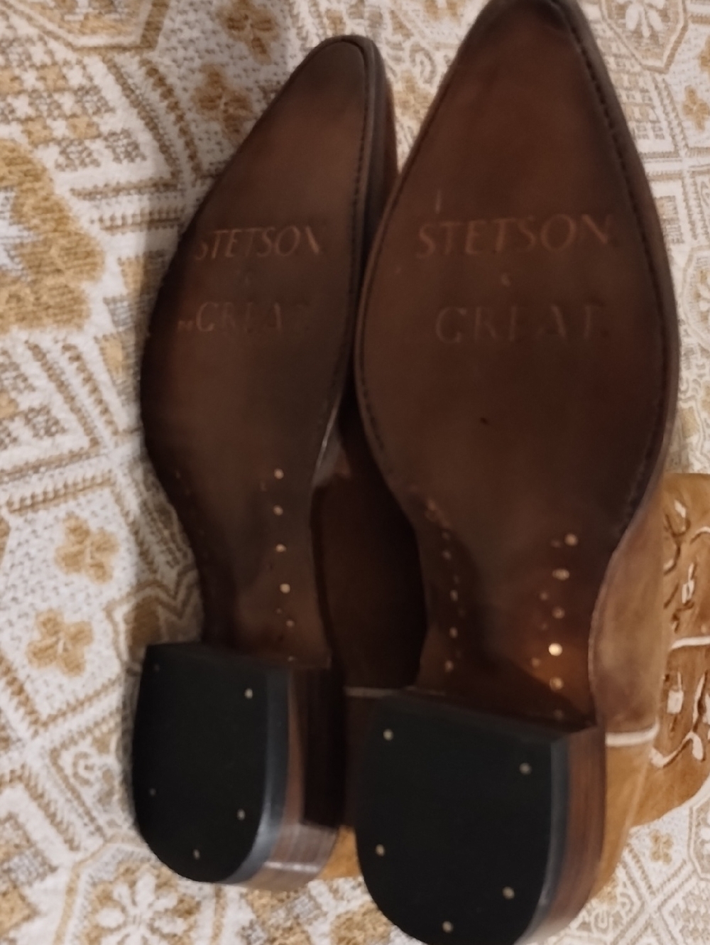 The GREAT X Stetson Suede Floral Cowboy Boots NIB 7 - Picture 10 of 11
